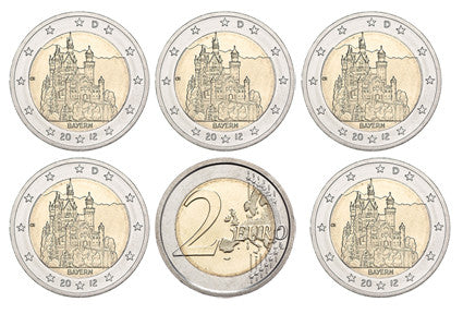 Allemagne 2 Euro 2012 – Château de Neuschwanstein – Série complète A, D, F, G, J