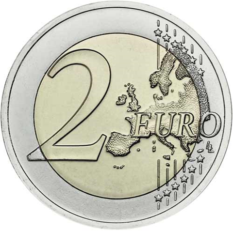 Pièce de 2 euros finlandaise de 2017, en circulation, à l'effigie de la mûre arctique.