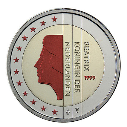 Pays-Bas, coffret de 3 pièces de 2 euros (1999-2001), en couleur, état neuf.