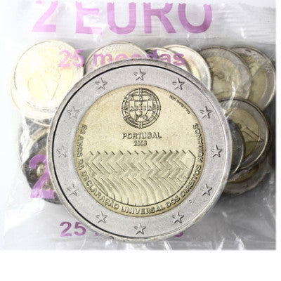 25 x Portugal 2 Euro 2008 bfr. 60 ans de droits de l'homme en sacs