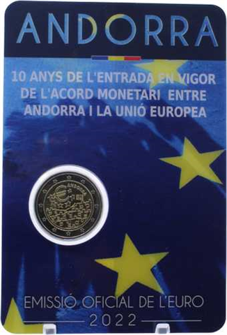 Andorre 2 Euro 2022 Accord monétaire avec l'UE