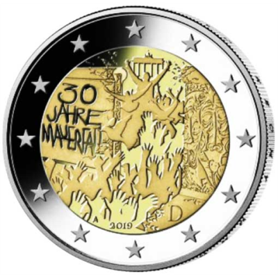 Allemagne 2 Euro 2019 PP 30 ans de la chute du mur de Berlin