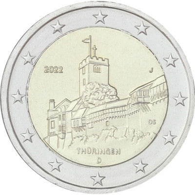 Allemagne 2 Euro 2022 – Wartburg Eisenach – Marque d'atelier J