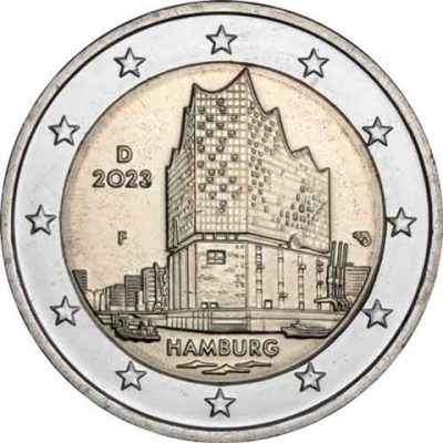 Allemagne 2 Euro 2023 Hambourg Elbphilharmonie - Marque d'atelier F