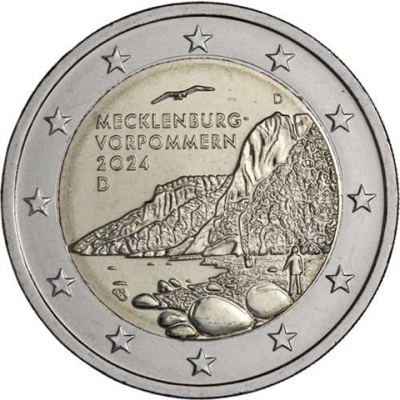 Allemagne 2 Euro 2024 Königsstuhl - Chalk Cliffs Rügen Marque d'atelier D