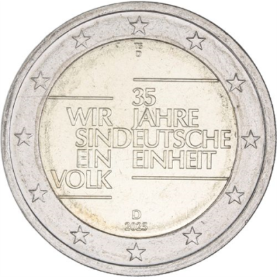 Allemagne 2 euros 2025 Unité allemande Marque d'atelier D