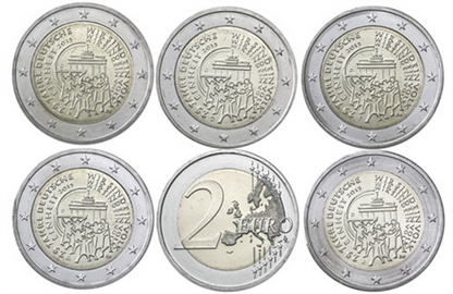 Allemagne 5 x 2 Euro 2015 - 25 ans d'unité allemande - ADFGJ