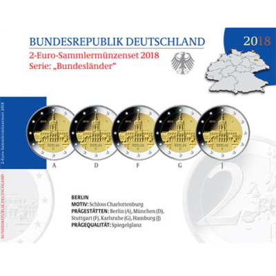 Allemagne 5 x 2 Euro 2018 PP Château de Charlottenburg – dans la brochure