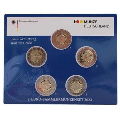 Allemagne 5 x 2 Euro 2023 Charlemagne Mzz A – J dans le dossier