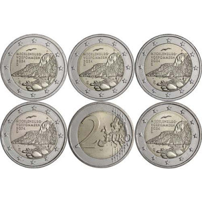 Allemagne 5 x 2 Euro 2024 Königsstuhl Mecklembourg-Poméranie-Occidentale - ADFGJ