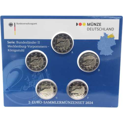 Allemagne 5 x 2 Euro 2024 Stgl Königsstuhl - Falaises de craie dans la brochure