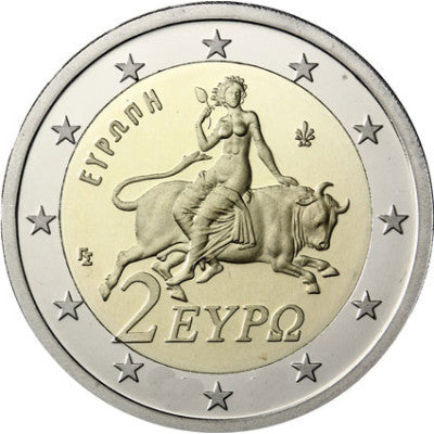 Grèce 2 Euro 2012 bfr. Europe sur le Taureau