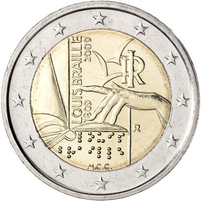 Italie 2 Euro 2009 bfr. Braille Louis Braille