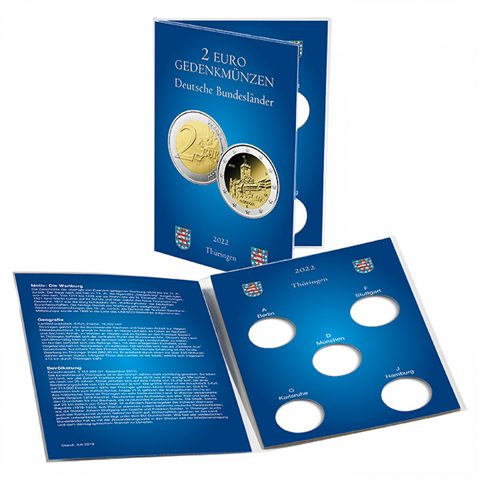 Carte de pièces de monnaie Phare pour 5 x 2 euros Wartburg en Thuringe 2022