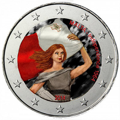 Malte 2 Euro 2014 (unité) 50 ans d'indépendance en couleur