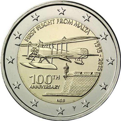 Malte 2 euros 2015 - CoinCard - 100 ans du premier vol