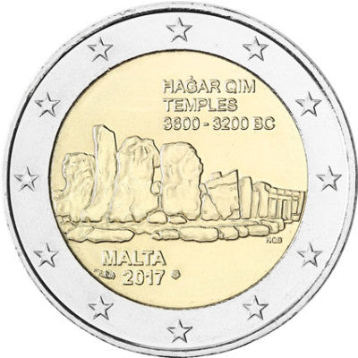 Malte 2 Euro 2017 bfr. « Temple de Hagar Qim » de la série Sites préhistoriques de Malte avec Mzz. Cornucopia