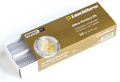 Capsules rondes pour pièces de 2 euros, parfaitement adaptées / paquet de 40 / Leuchtturm 365347